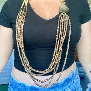 Long brown beaded necklace NWT